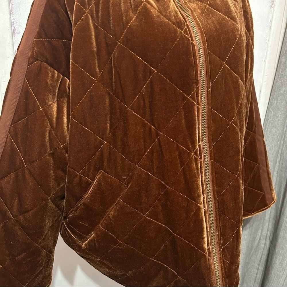 Avec Les Filles Anthropologie Women Jacket Sz XL Velvet Quilted Elastic Waist - Picture 2 of 8